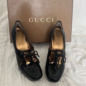 Gucci Black and Gold Women's Heels